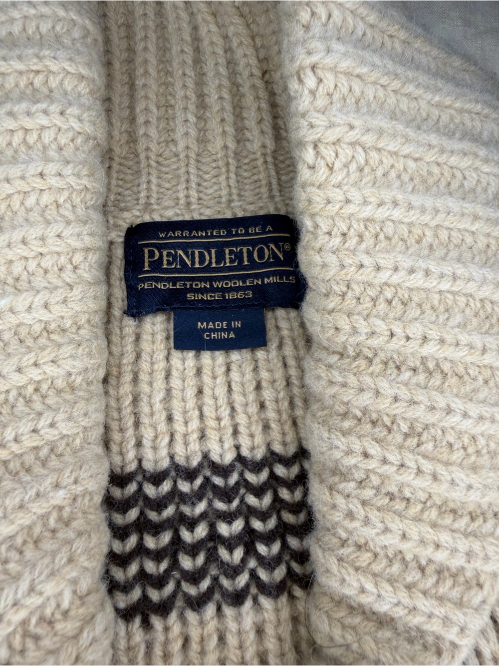 Pendleton Tan, Brown and Black Wool Zip Westerley Cardigan, Big Lebowski - Picture 2 of 10